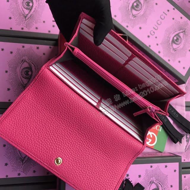 Gucci包 古馳新款錢包 Gucci翻蓋女錢包 牛皮系列 410100黑全皮  gdj1186